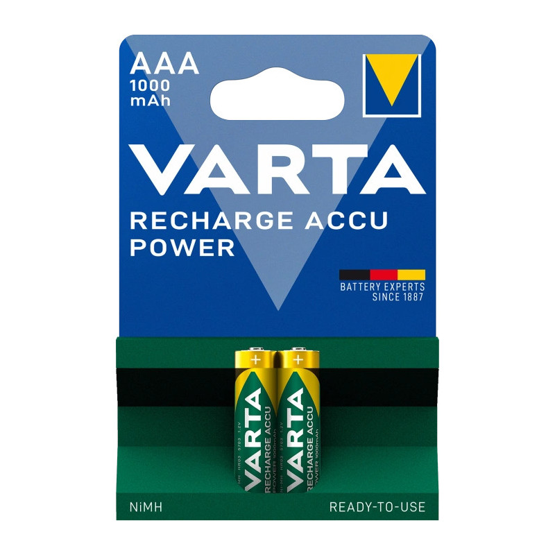 Аккумулятор AAA VARTA RECHARGEABLE ACCU 1000mAh BLI 2 NI-MH (READY 2 USE)