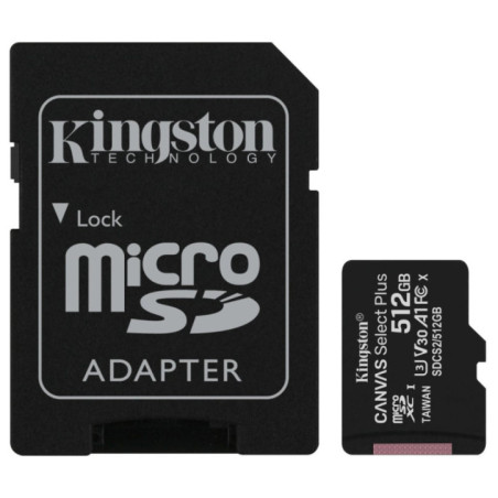 модуль флэш-памяти Kingston 512GB micSDXC Canvas Select Plus 100R A1 C10 Card+ADP - Купить в Харькове | Мир Безопасности