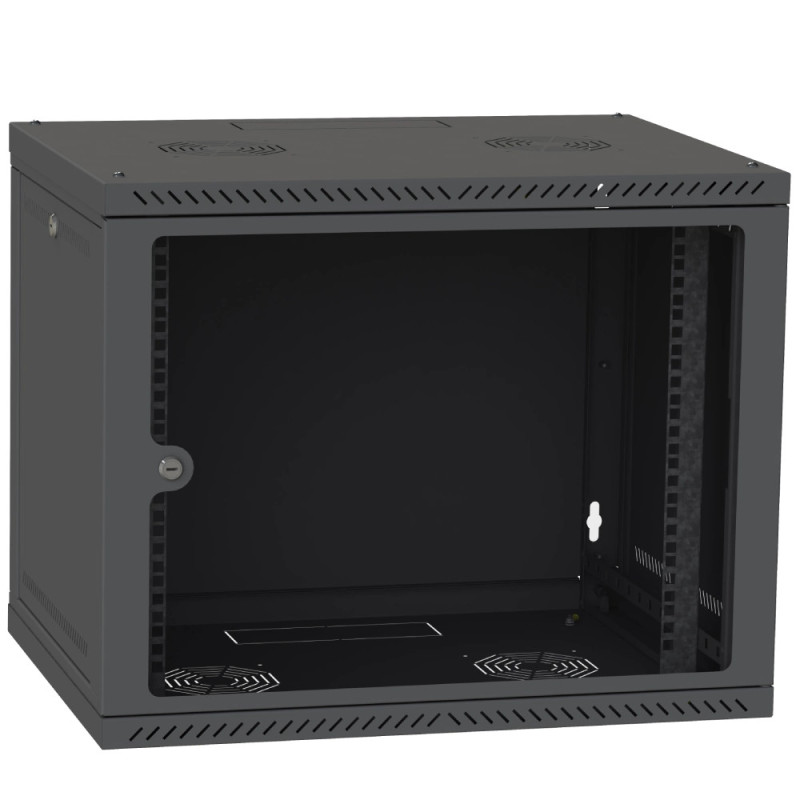 Шкаф телекоммуникационный двери стекло (черный) IPCOM 12U 600x600