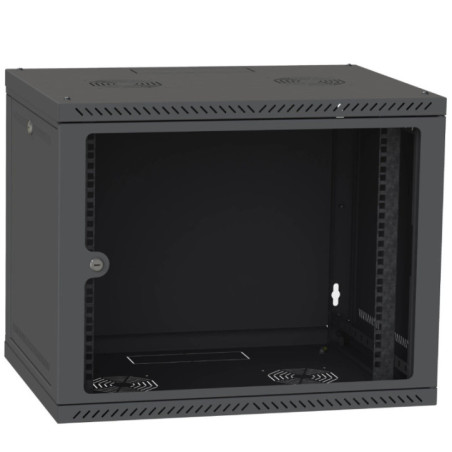 Шкаф телекоммуникационный двери стекло (черный) IPCOM 12U 600x600 купить, цена, фото
