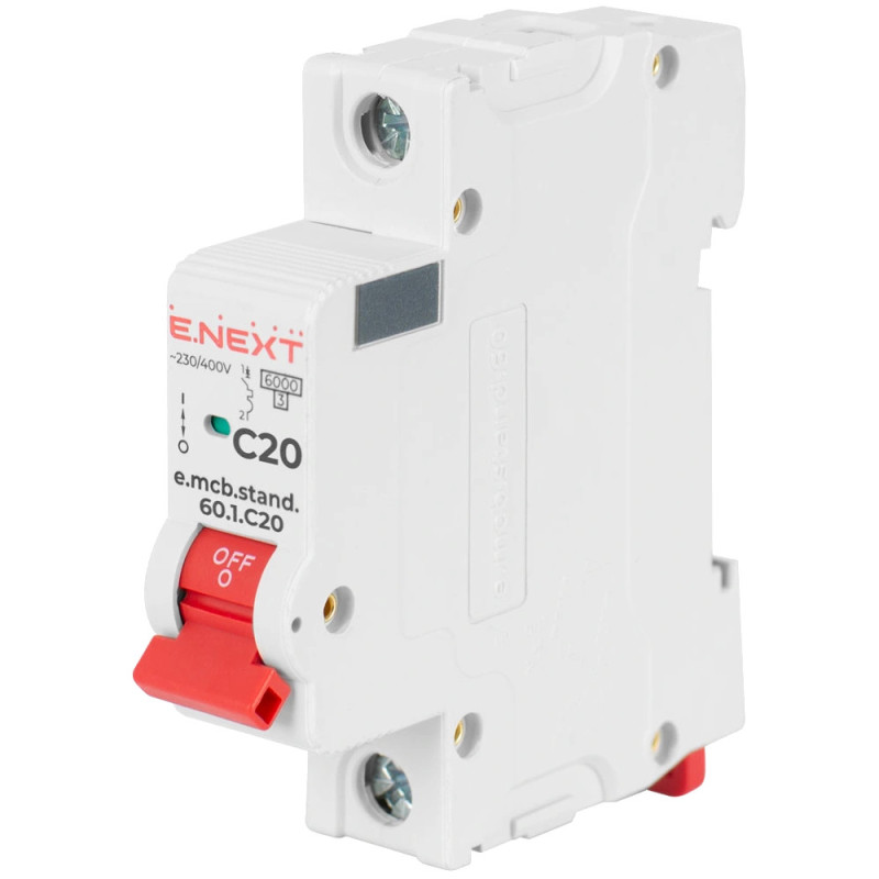 Модульный автоматический выключатель Enext e.mcb.stand.60.1.C20, 1р, 20А, C, 6кА