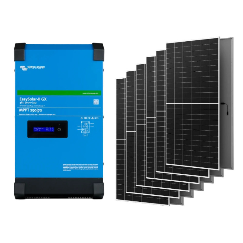 Система автономного живлення однофазна Victron Energy EasySolar-II GX 48/3000/35-32 + AIKO G645-MCH72Dw 2.4 кВт