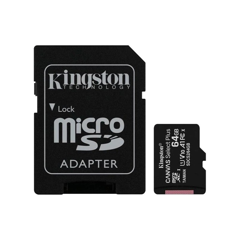 Карта памяти Kingston 64GB microSDXC Canvas Select Plus 100R A1 C10 Card+ADP