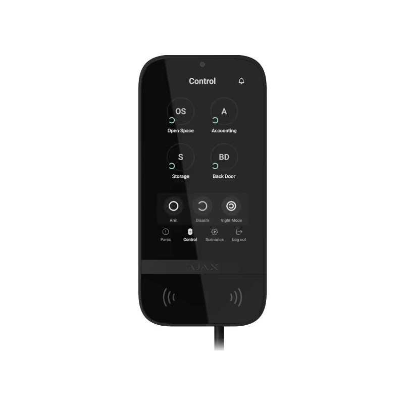 Клавіатура Ajax KeyPad TouchScreen Fibra black провідна сенсорна