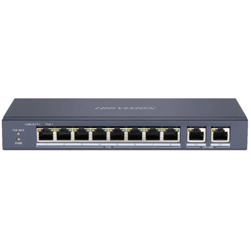 Комутатор 8 портів некерований Hikvision DS-3E0310P-E/M(B) PoE