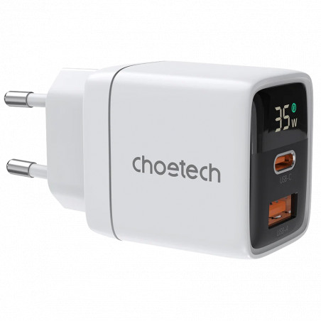 адаптер Choetech PD6052 White PD35W GAN A+C - Купити в Україні | Світ Безпеки