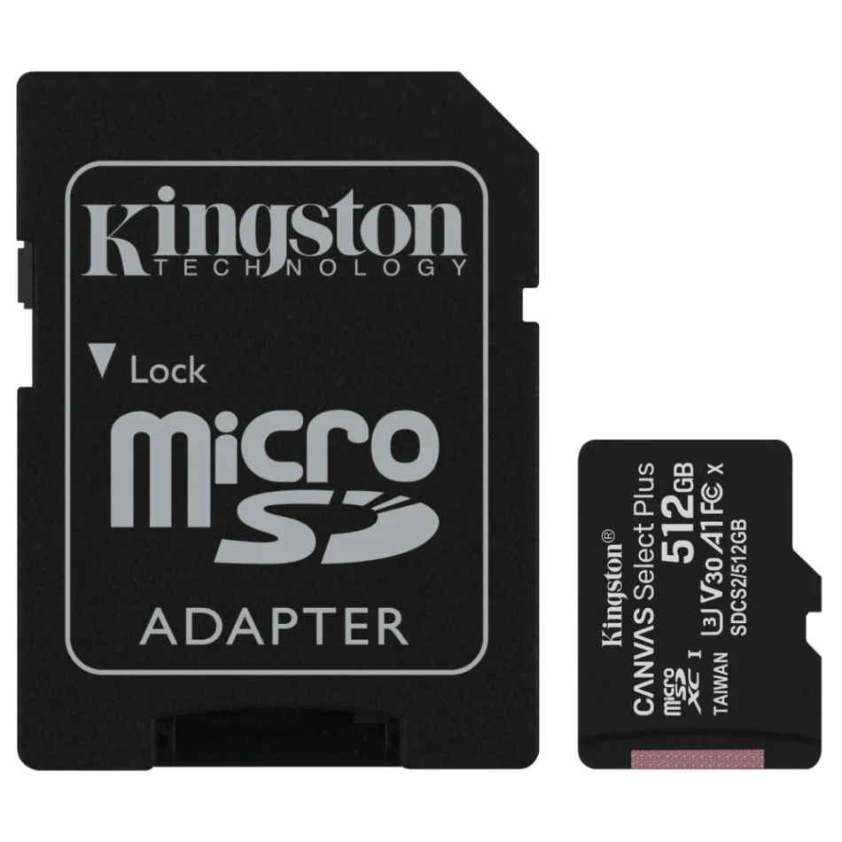 Модуль флэш-памяти Kingston 512GB micSDXC Canvas Select Plus 100R A1 C10 Card + ADP