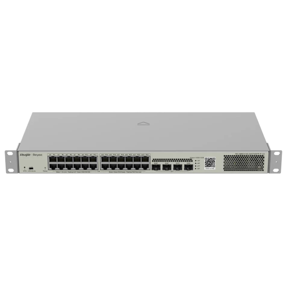 24-портовый гигабитный L2 управляемый коммутатор POE Ruijie RG-NBS3100-24GT4SFP-P-V2