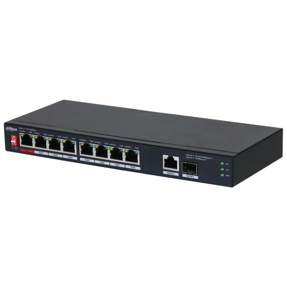 8-портовый неуправляемый с PoE DH-PFS3110-8ET1GT1GF-96