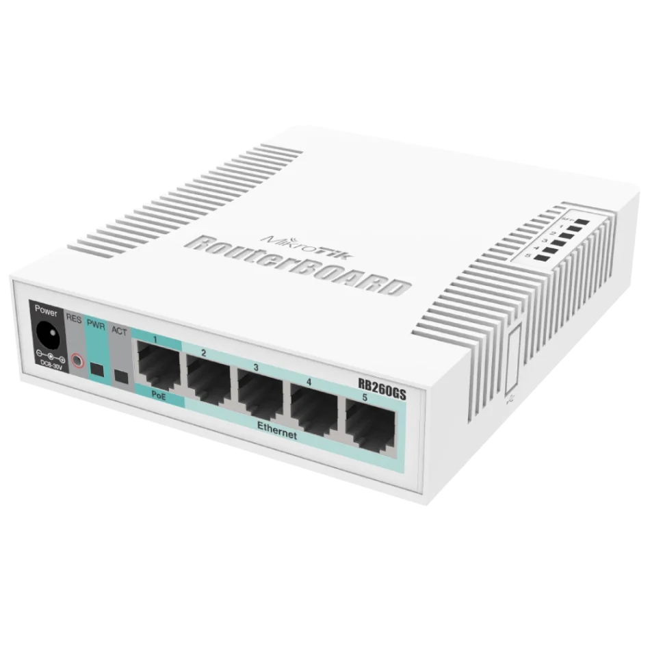 5-портовый гигабитный управляемый коммутатор MikroTik RB260GS (CSS106-5G-1S)