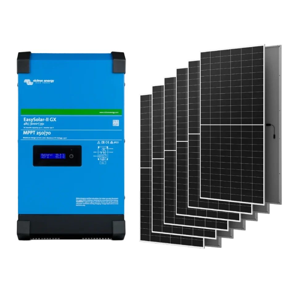 Система автономного питания однофазная Victron Energy EasySolar-II GX 48/3000/35-32 + AIKO G645-MCH72Dw