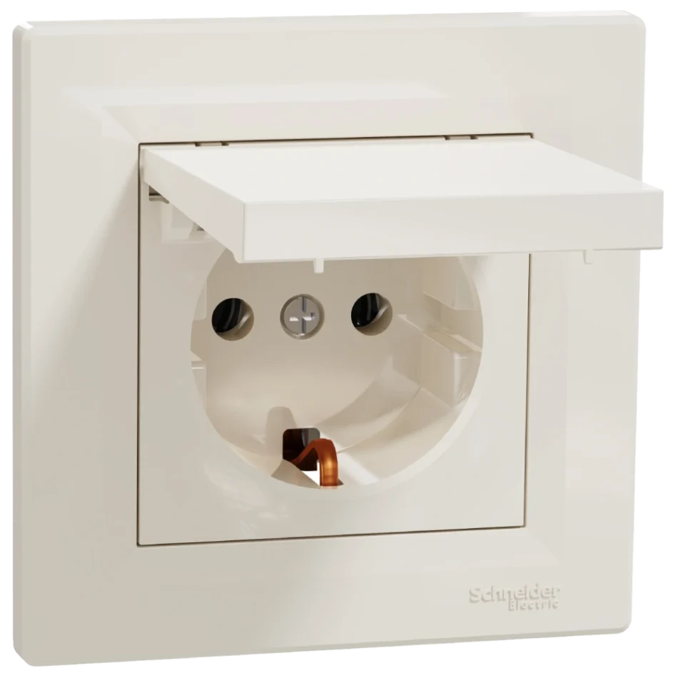 Розетка із кришкою, із заземленням Schneider Electric Asfora EPH3100123