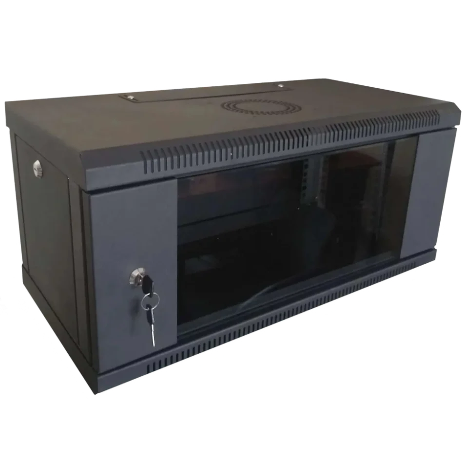 Шафа коммутаційна настінна розбірна чорна Hypernet WMNC-4U-FLAT-AC-BLACK 4U 600x450